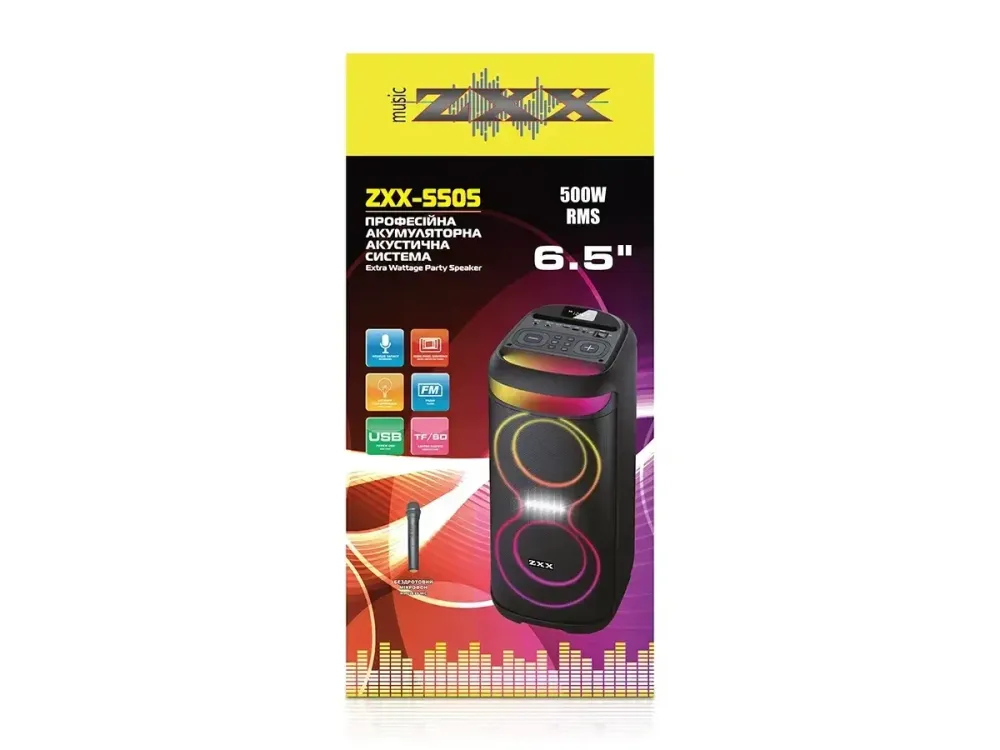 Акустична переносна колонка ZXX-5505 40Вт 6,5" 60х27х30см USB/TF/FM/BT/MIC/AUX Одеса - фото 2