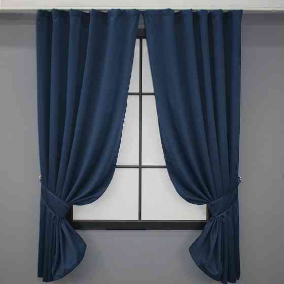 Комплект штор коротких VR-Textil Блекаут Midnight № 1164ш Темно-синій 140х170 см 2 шт (35-0011) Київ
