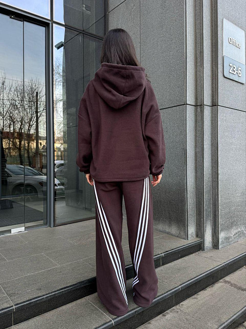 Женский теплый костюм двойка с лампасами из турецкого флиса Шоколад, 42/44 Одесса - изображение 7