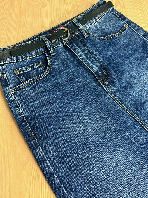 Спідниця жіноча джинсова Vanver 8235 з ременем та розрізом синя, синій, З2, 32, 91 см, 116 см Київ - фото 6