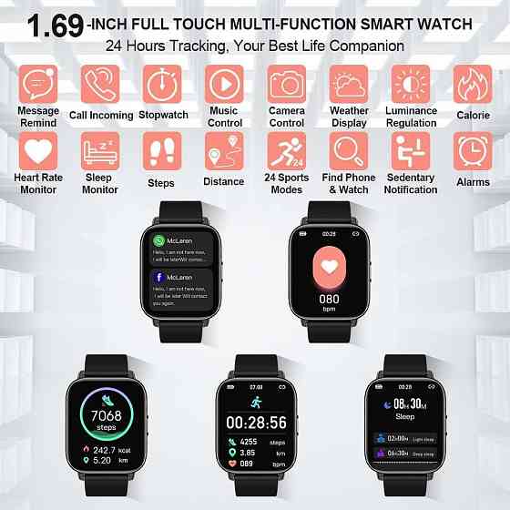 Смарт-часы MOLOCY P32 Black — Умные фитнес-часы 1.69