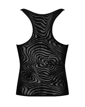 Мужская полупрозрачная майка-борцовка с узором Obsessive T103 tank top S/M/L, черная Sex Aura Киев