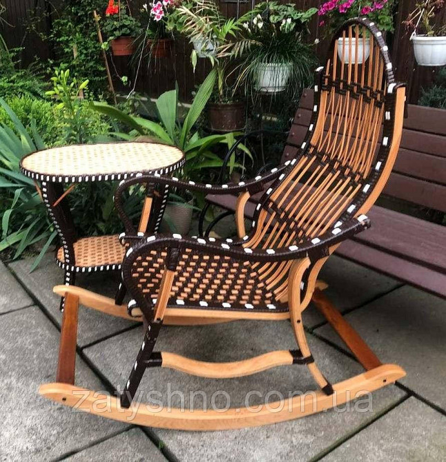 Мебель плетеная качалка и овальный стол Киев - изображение 4
