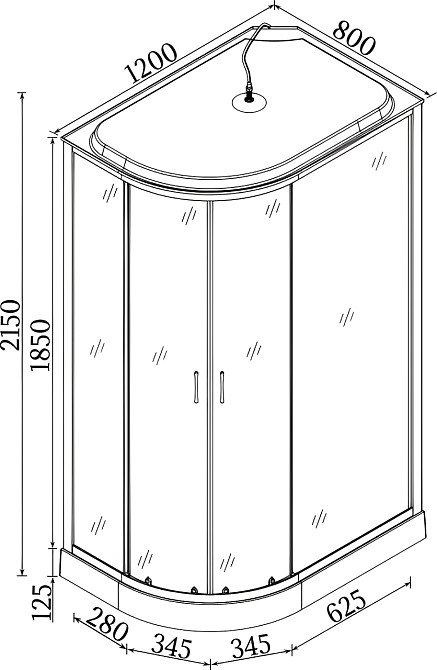 Душовий бокс асиметричний правий REGA L120FFSR BRAVO (3уп.) Тернопіль - фото 5
