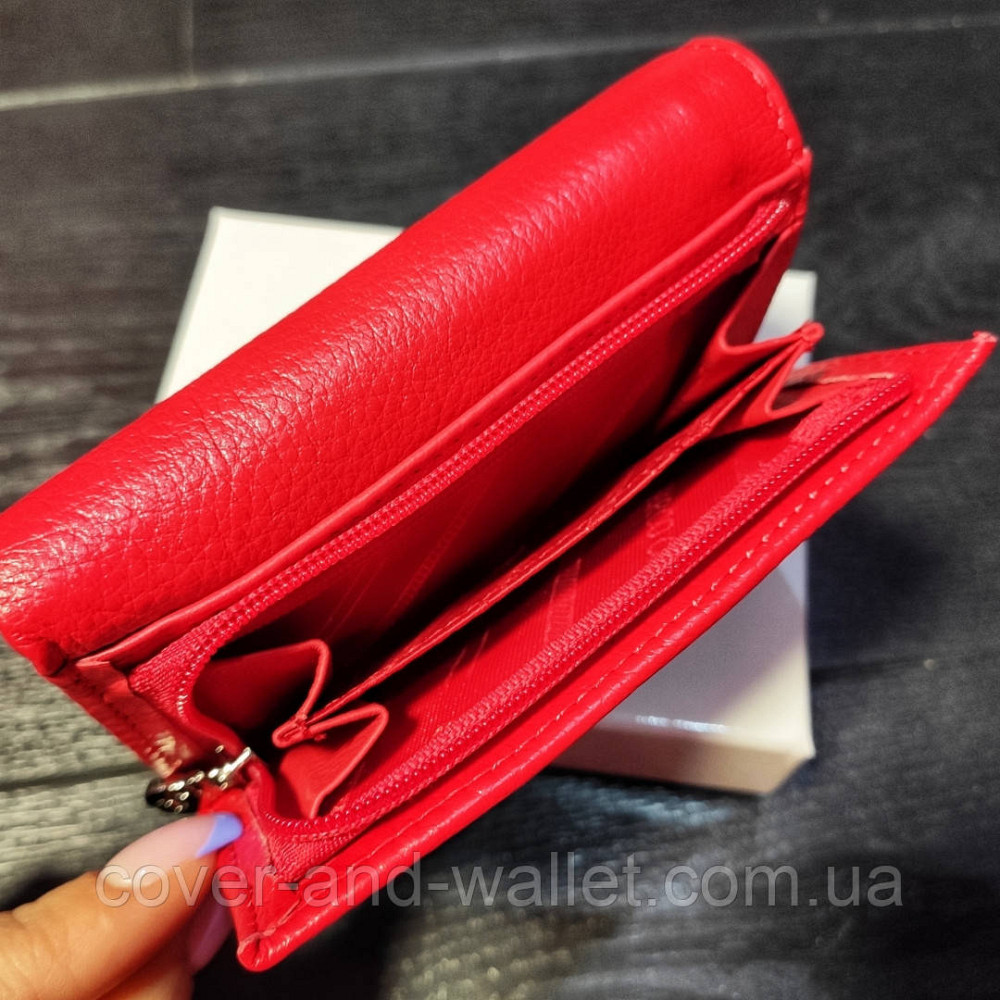 Компактный кожаный женский кошелек на магнитах красного цвета Marco Coverna 1419 Киев - изображение 6