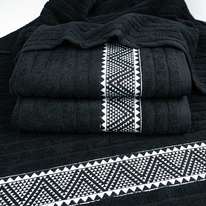Комплект махрових рушників Зіпп 2шт GM Textile 50х90см, 70х140см 500г/м2 (Чорний) Суми - фото 3