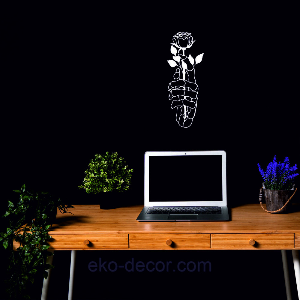 Декоративне настінне Панно «Рука з трояндою» Декор на стіну 70*26 см, Білий Київ - фото 5