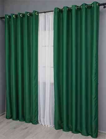 Комплект штор на люверсах VR-Textil Midnight № 1398ш 150х270 см 2 шт Зеленый ( 37-0138) Киев