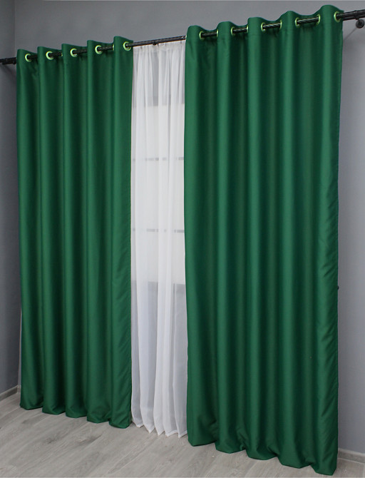 Комплект штор на люверсах VR-Textil Midnight № 1398ш 150х270 см 2 шт Зеленый ( 37-0138) Киев - изображение 5