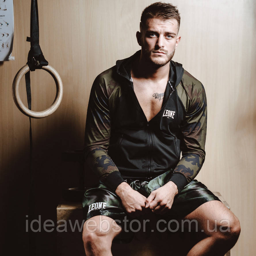 Спортивна кофта чоловіча Leone CAMO чорно-сіра з капюшоном на блискавці зі 100% поліестеру для тренувань спорту XL Київ - фото 18