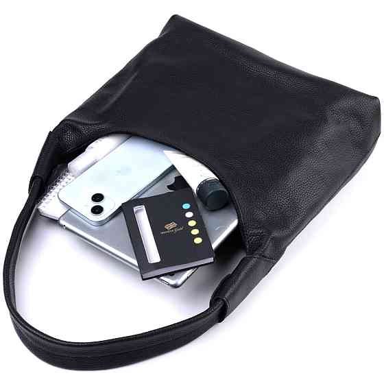 Жіноча сумка на плече з натуральної шкіри флотар Чорна (SHVIGEL) Київ