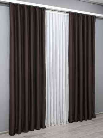 Комплект готовых штор VR-Textil Блэкаут Midnight № 1678ш Венге 150х290 см 2 шт (33-0562) Киев