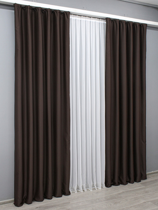 Комплект готовых штор VR-Textil Блэкаут Midnight № 1678ш Венге 150х290 см 2 шт (33-0562) Киев - изображение 4