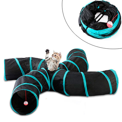 Тунель для кішок складний з іграшкою, 4х сторонній тунель Вінниця - фото 1