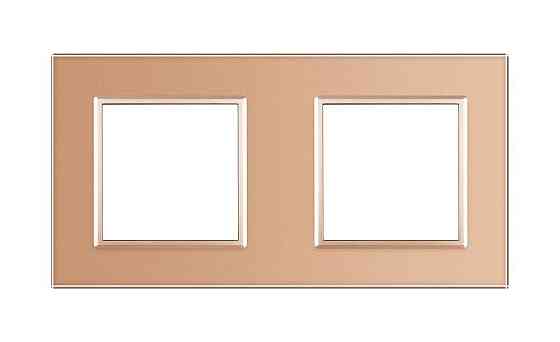 Рамка 2-постова LIVOLO, загартоване скло, золота, 151×80 мм (VL-P7E/E-4A) Коломия