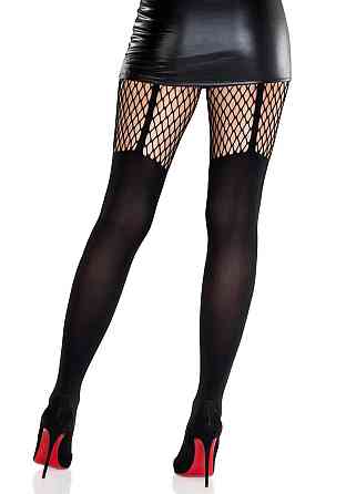 Колготки Leg Avenue Garter Illusion Tights with Net Detail One Size Black Sex Aura Київ