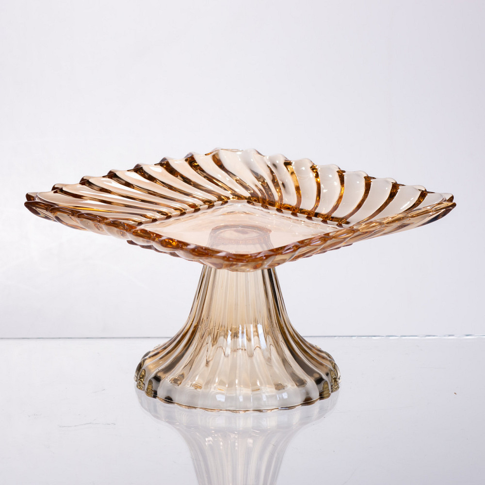 Тортівниця скляна квадратна на ніжці, 16×16 см Коричнева 64486-18 Київ - фото 2