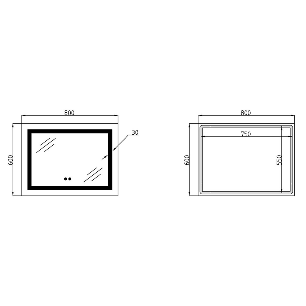 Дзеркало Lidz Kubis 800х600 з LED-підсвіткою Touch, з антизапотіванням, з диммером, рег. яскравості LD78LF9047400 Київ - фото 11