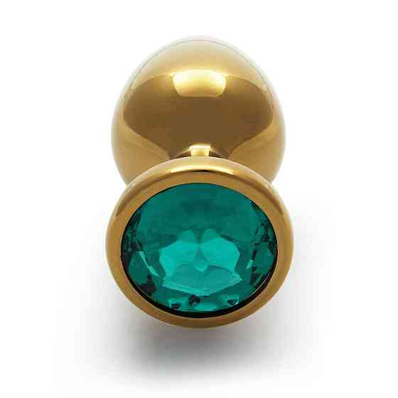 Металлическая анальная пробка Round Gem, размер M, цвет: золотистый/изумрудный Ouch! (Нидерланды) Sex Aura Киев