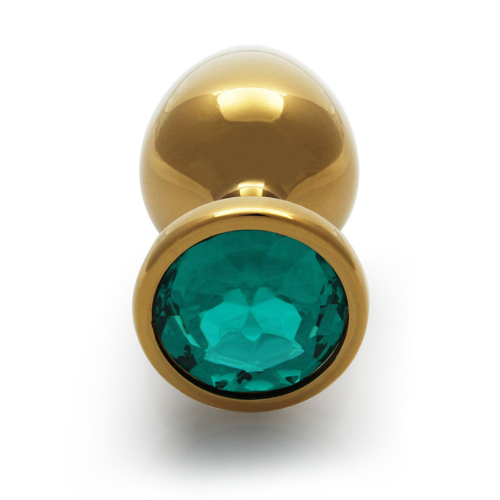 Металлическая анальная пробка Round Gem, размер M, цвет: золотистый/изумрудный Ouch! (Нидерланды) Sex Aura Киев - изображение 5