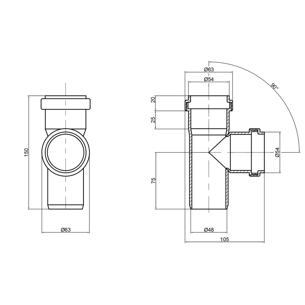 Трійник PPR каналізаційний TA Sewage 50, 90° Київ - фото 2