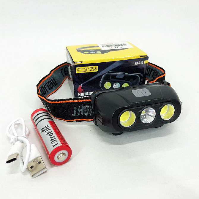 Ліхтарик на голову діодний KX-215-LED-2COB, Ліхтарик на голову із зарядкою, BK-487 Ліхтарик налобник Київ - фото 5