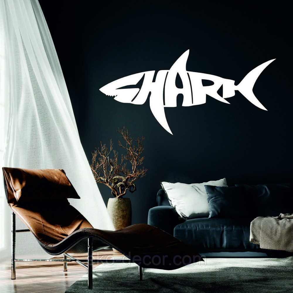 Декоративное настенное Панно «Shark» Декор на стену 50*25 см, Белый Киев - изображение 4