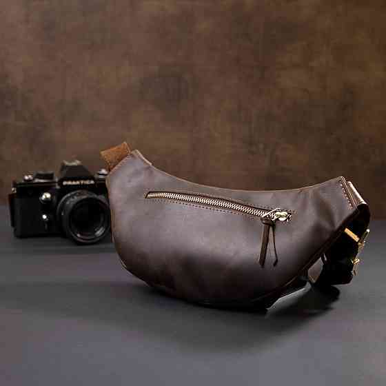 Бананка в винтажной коже Коричневая (GRANDE PELLE) Киев