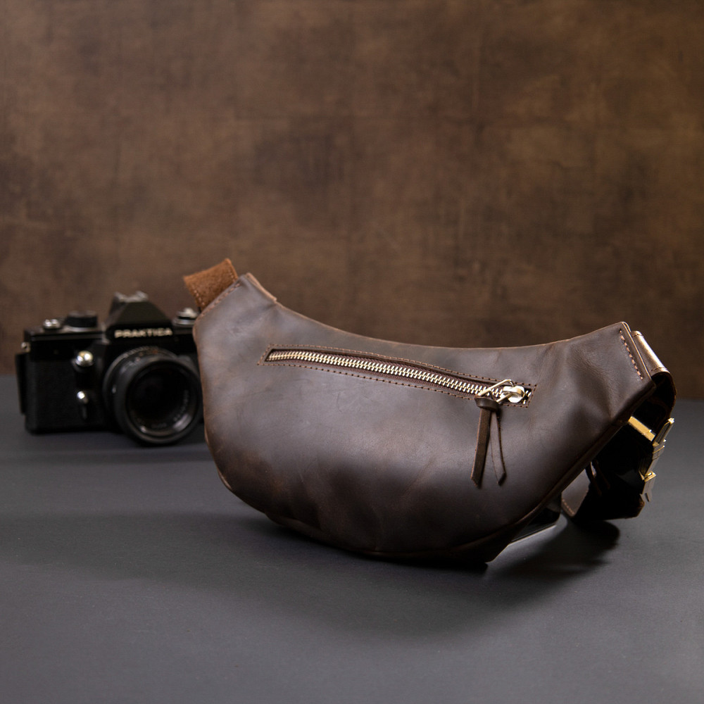 Бананка в матовій шкірі Коричнева (GRANDE PELLE) Київ - фото 2