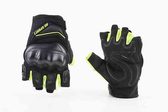 Перчатки мотоциклетні без пальців L-Чорно-Салатові Киев