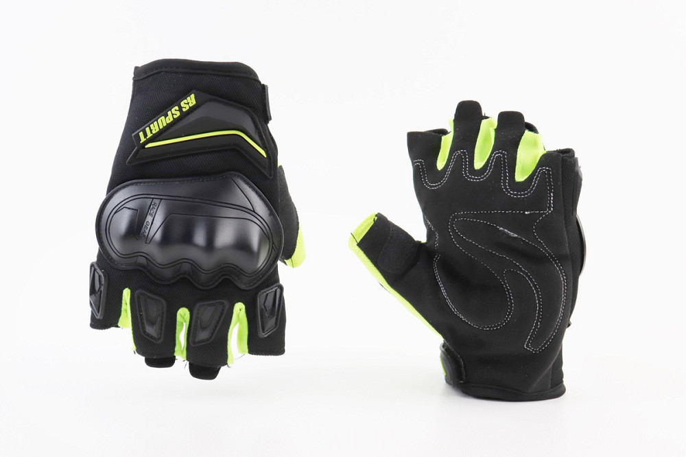 Перчатки мотоциклетні без пальців L-Чорно-Салатові Київ - фото 1
