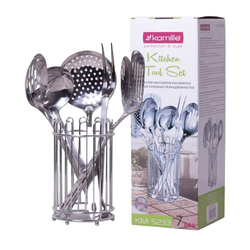 Набір кухонного приладдя 7 предметів:(6шт + підставка) нержавіюча сталь 5233 KAMILLE Житомир - фото 3