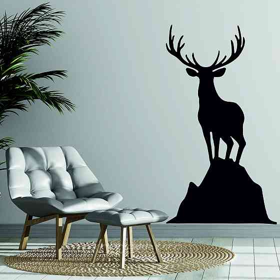 Декоративное настенное Панно «Олень», Декор на стену 70*38 см, Черный Киев