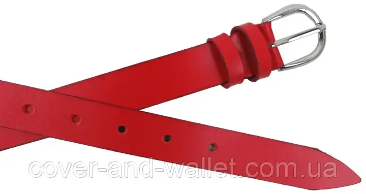 Универсальный женский ремень из натуральной кожи красного цвета 25мм Puos Киев - изображение 3
