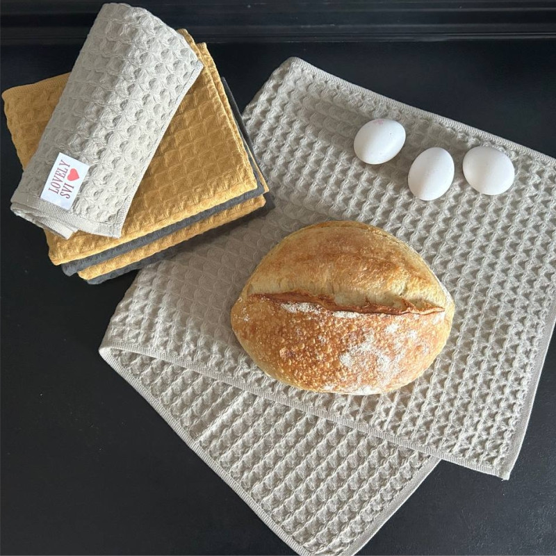 Набор кухонных вафельных полотенец Lovely Svi 4 шт: 35 x 75 см, 100% хлопок – Капучино (561028) Киев - изображение 3