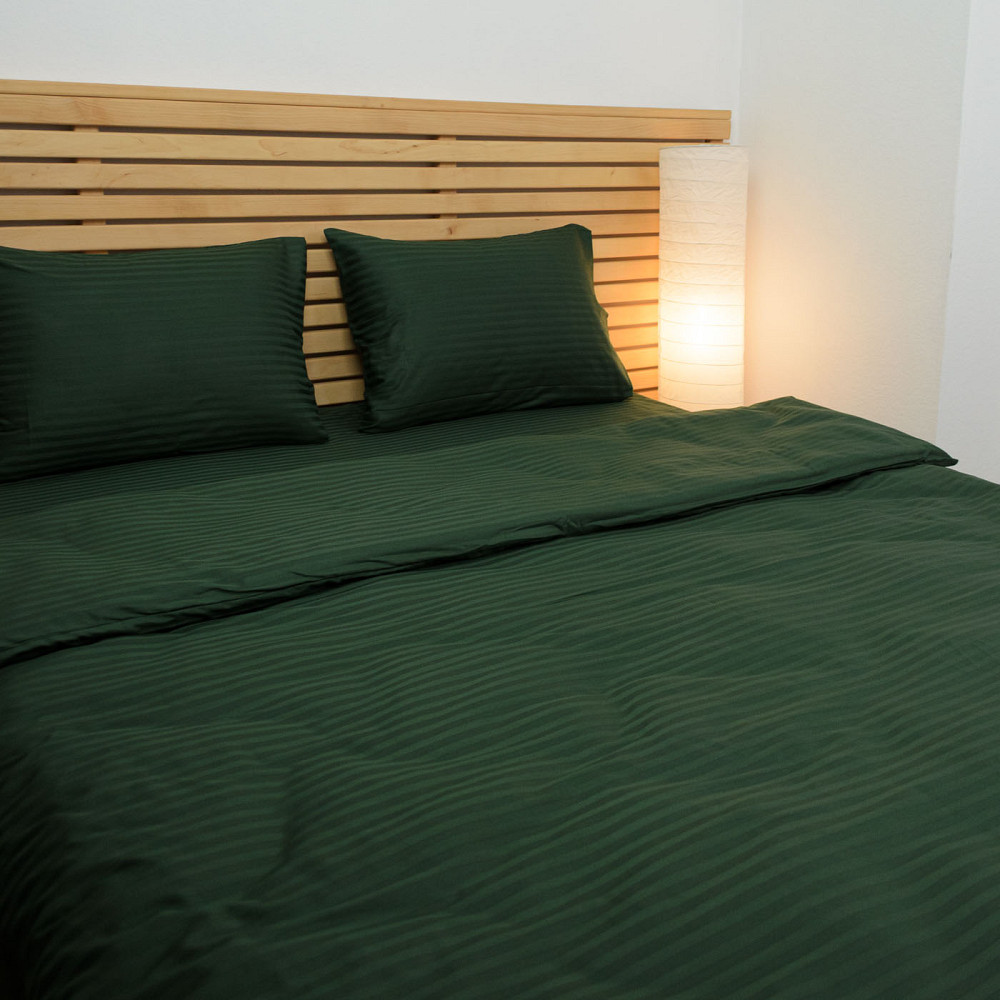 Постільна білизна Євро комплект Страйп Сатин 125 г/м2 YouStar (Зелений) 2 х 70х70 Суми - фото 4