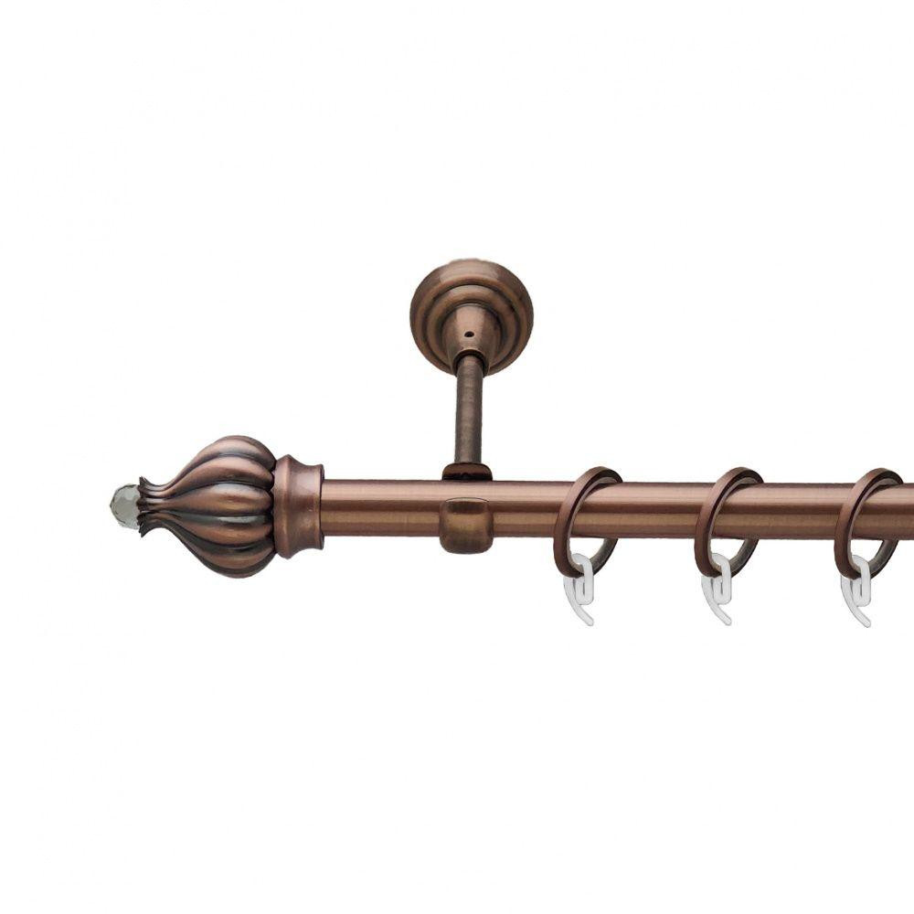 Карниз Orvit Таджа-Кристал металевий однорядний відкритий гладка труба кільце фасонне металеве Мідь 19 мм 160 см (00-00011892) Львів - фото 1