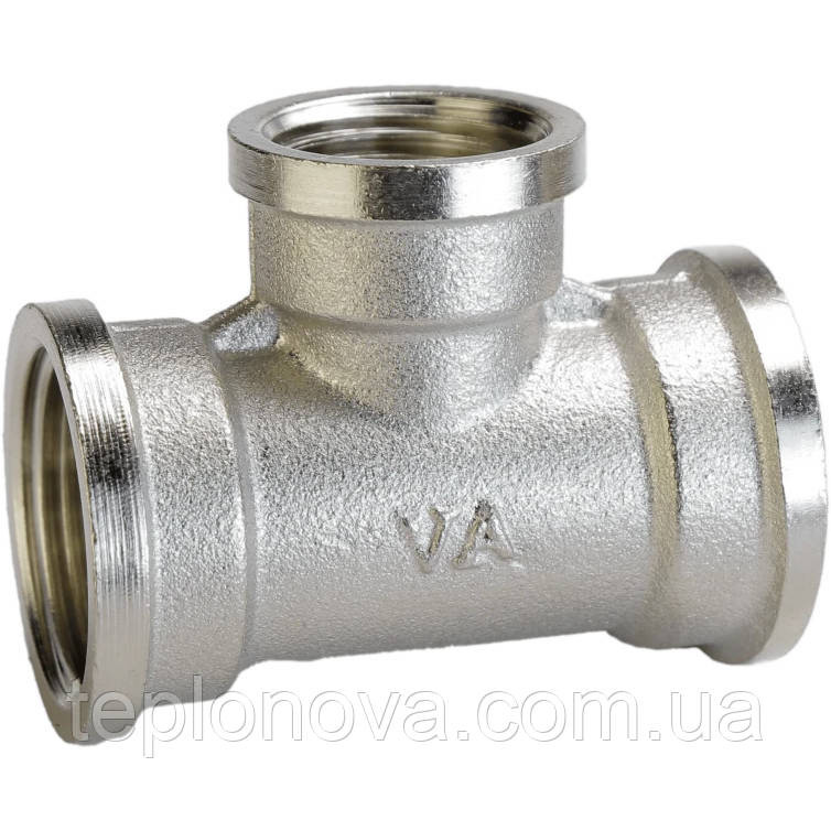 Тройник редукционный никелированный 3/4″ВР х 1/2″ВР х 3/4″ВР штампованный А0212А(нк) VA Черновцы - изображение 1