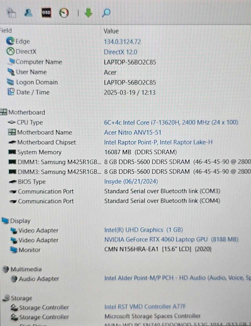 Ноутбук ігровий Acer Nitro RTX 4060 Core i7 -13 Gen 16/512Gb. Київ - фото 2