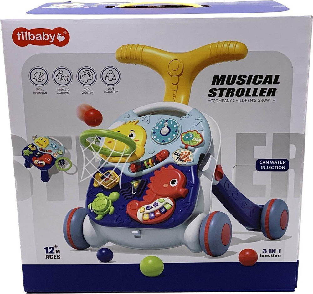 Каталка-ходунки Tiibaby ігровий центр 3 в 1 Перші кроки Синій (66548-66549) Чернігів - фото 6