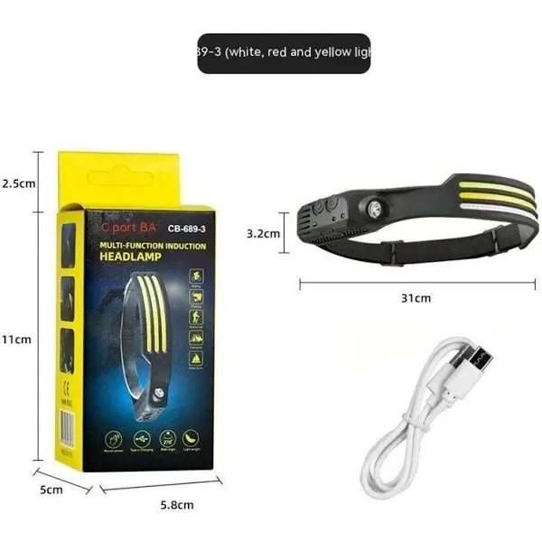 Налобний ліхтар COBA CB-689-3 акумуляторний з датчиком руху та червоним світлом Одеса - фото 10