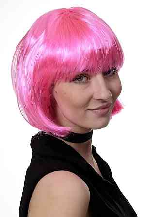 Перука жіноча яскраво-рожева короткий боб каре, синтетичне волосся для карнавалу, Гелловіна, вечірок-спідів Київ