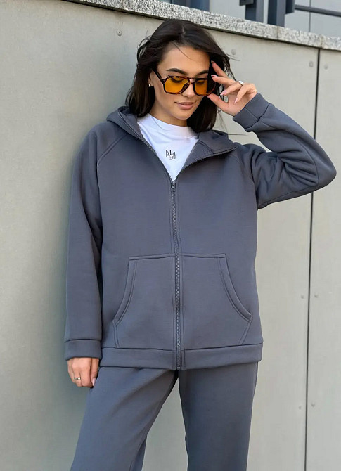 Зип худи женское оверсайз Графитовый 42/44 Харьков - изображение 4