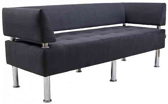 Диван Нубук Office двойка со спинкой и подлокотниками 1550х650х750 Черный Киев