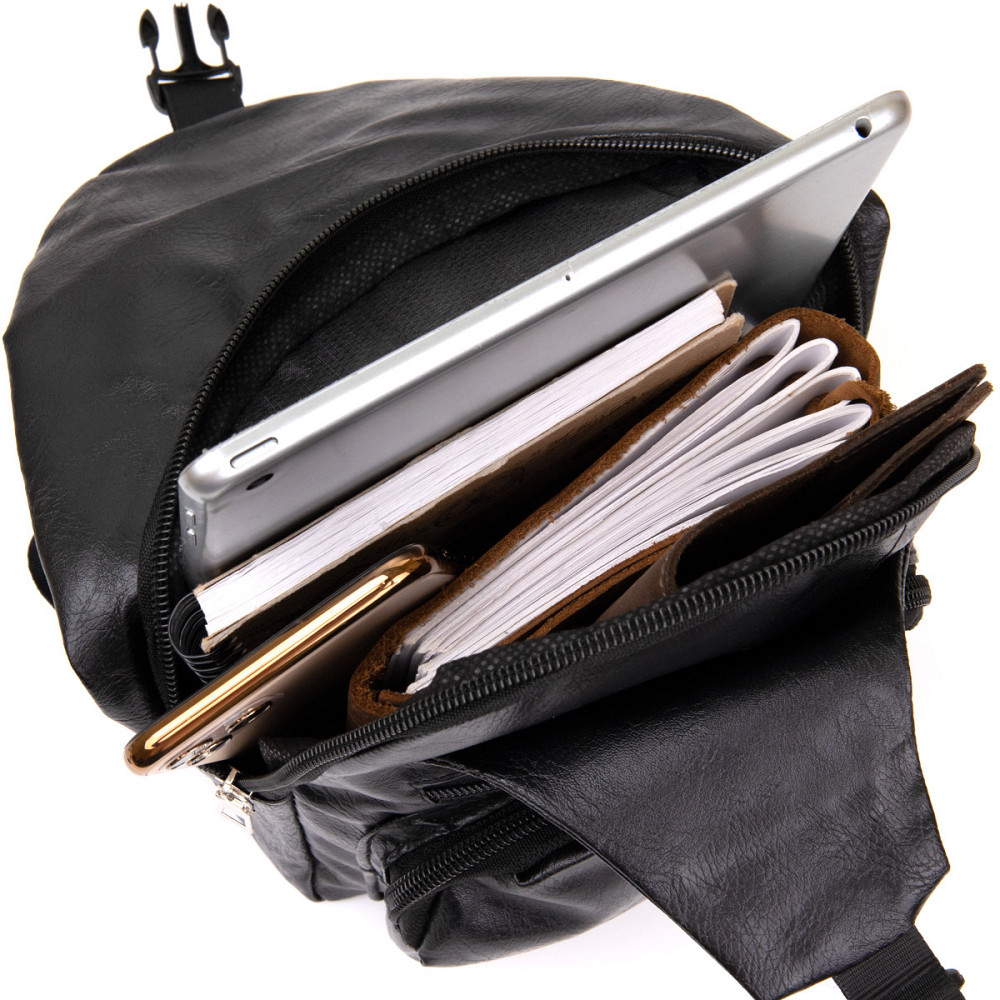 Сумка кросс боди с эмблемой из кожзама Vintage 20568 Черная Киев - изображение 8