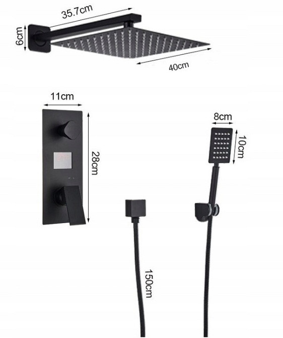 Чорний душовий набір CHDE-BLACK 40 LCD Київ - фото 3