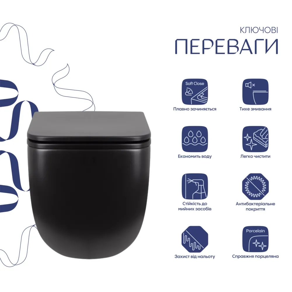 Унитаз подвесной Qtap Gemini безободковый с сиденьем Soft-close QT2533076EUQMB Киев - изображение 11