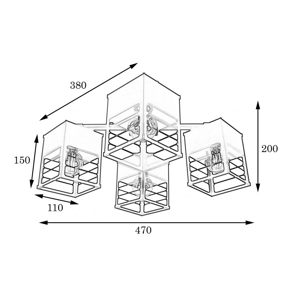 Люстра лофт чорна 4 лампи Е27 Urban NL 2310-4 BK Київ - фото 2