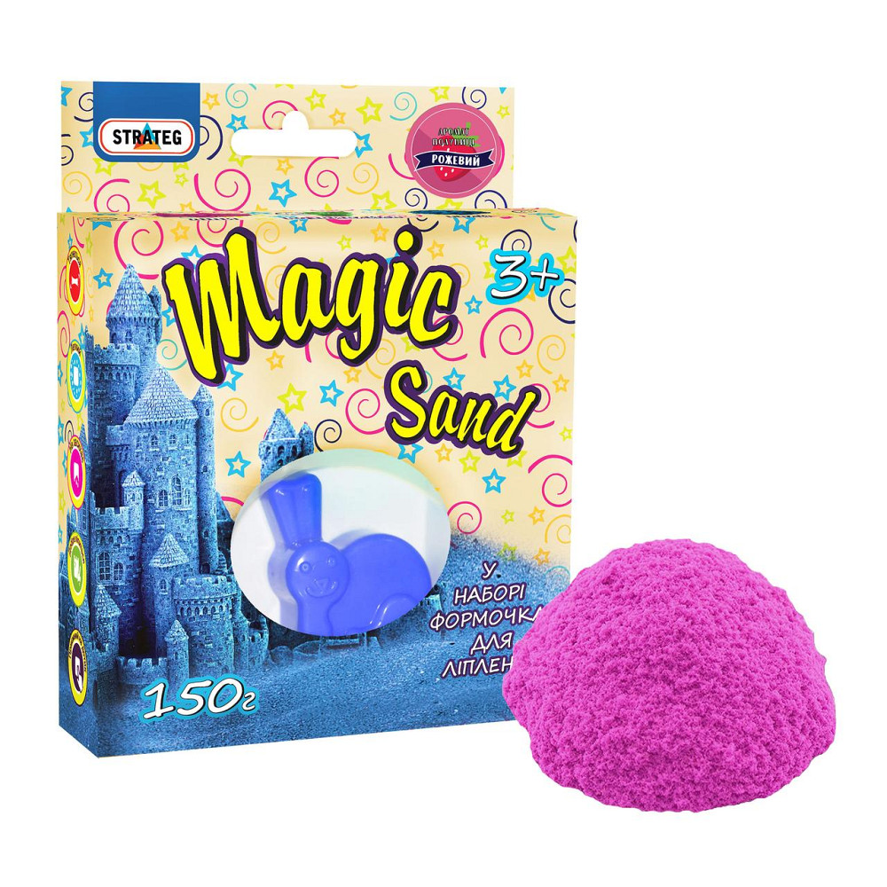 Magic sand рожевий з ароматом полуниці з формочкою 0,150 кг, у кор-ці14см-11см-3,2см, шт Киев - изображение 1