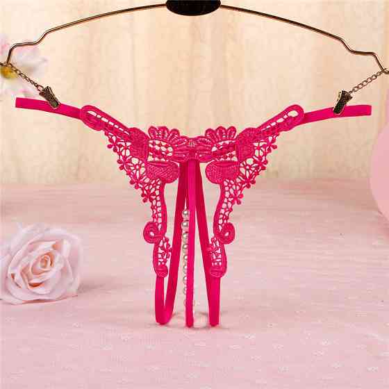 Трусики з бусинками та квітковим принтом one size малиновий Київ